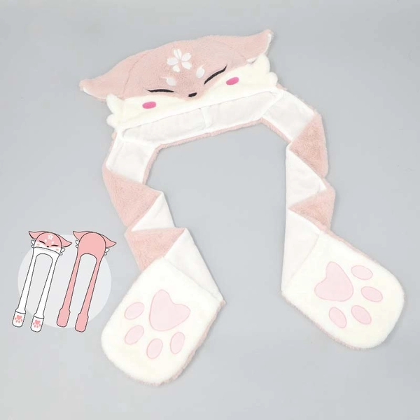 Yae Miko Plush Hat Genshin Impact Scarf Genshin Fox Hat
