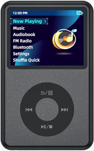 128G Mp3 Player with Bluetooth, 2.4" Portable Mini HiFi Sound Bluetooth Walkman Best Gift Choice for 2024 (Grey) - Black
