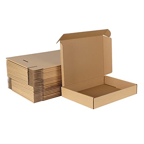 MEBRUDY 12x9x2 Inches Shipping Boxes Pack of 25, Small Corrugated Cardboard Box for Mailing Packing Literature Mailer - Brown - 12x9x2