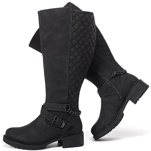 Luoika Women's Extra Wide Calf Knee High Boots, Wide Width Winter Tall Boots. - 11 X-Wide - Black 701