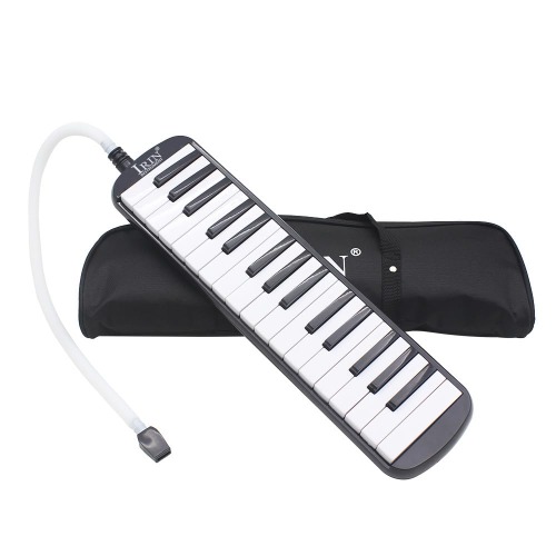 32 Key Melodica Instrument with Mouthpiece Air Piano Keyboard (Black)
