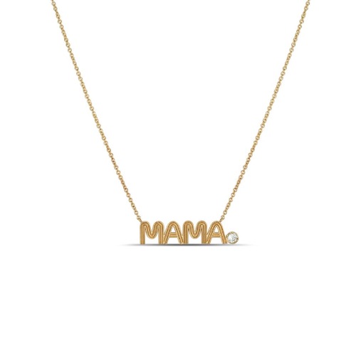 Solid Gold Mama Necklace - 14K Yellow Gold