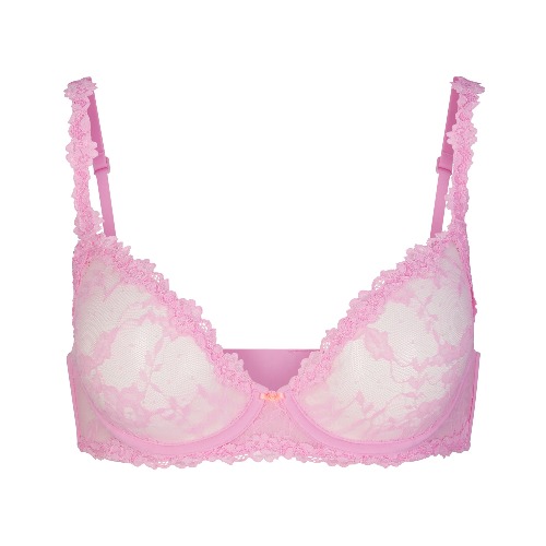 STRETCH LACE UNLINED DEMI BRA | COTTON CANDY