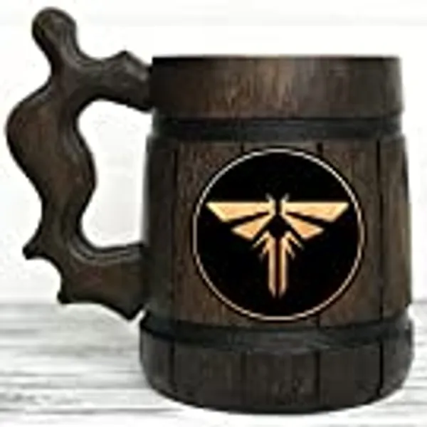 TLOU Mug Fireflies. TLOU Gift Wooden Beer Mug Gift. The Last of Us Firefly Stein. Gamer Mug. Beer Steins. Wooden Beer Tankard. Gifts for Gamer K212