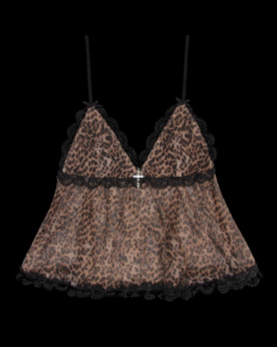FERAL SHEER MESH CAMI TOP LEOPARD | XS