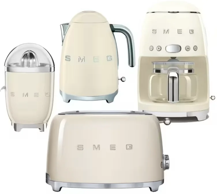 Set Petit-Déjeuner (Toaster - Cafetière filtre - Presse Agrumes - Bouilloire) Crème - SMEG