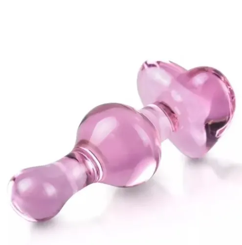 Glass Pink Heart Crystal plug 💖