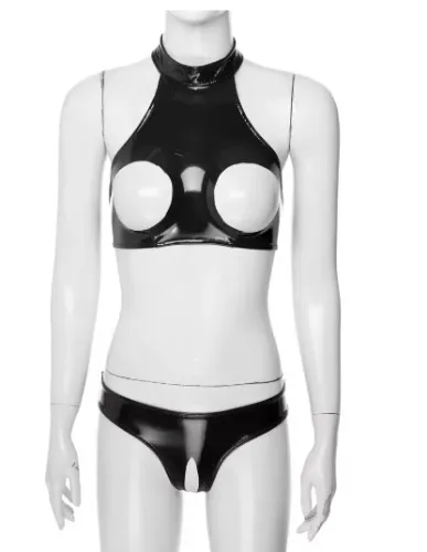 Bare Chested Leather Lingerie Set 😮