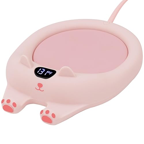 PUSEE Mug Warmer,Coffee Warmer for Desk Candle Warmer Auto Shut Off,Coffee Cup Warmer with 3 Temp Settings,Electric Beverage Warmer Plate for Coffee,Tea,Water Milk and Cocoa(Not Include Cup) - Ador Pink
