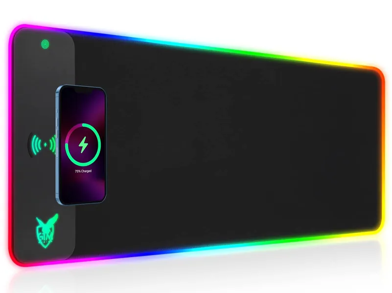 GIM Wireless Charging RGB Gaming Mouse Pad 10W, LED Mouse Mat 800x300x4MM, 10 Light Modes Extra Large Mousepad Non-Slip Rubber Base Computer Keyboard Mat for Gaming, MacBook, PC, Laptop, Desk