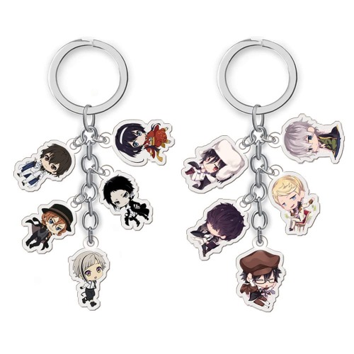L-MaDaM Keychain Anime Keyring Chibi Figure Bungo Stray Dogs Cosplay Gift Decoration Pendant Acrylic 2 Pcs