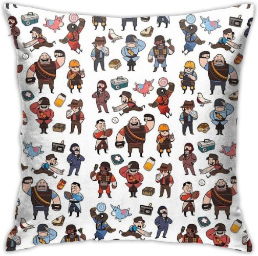 Team Fortress 2 Red Blu All Class(Pattern) Cushion Throw Pillow Cover Decorative Pillow Case For Sofa Bedroom 16x16Inch(40cmx40cm)