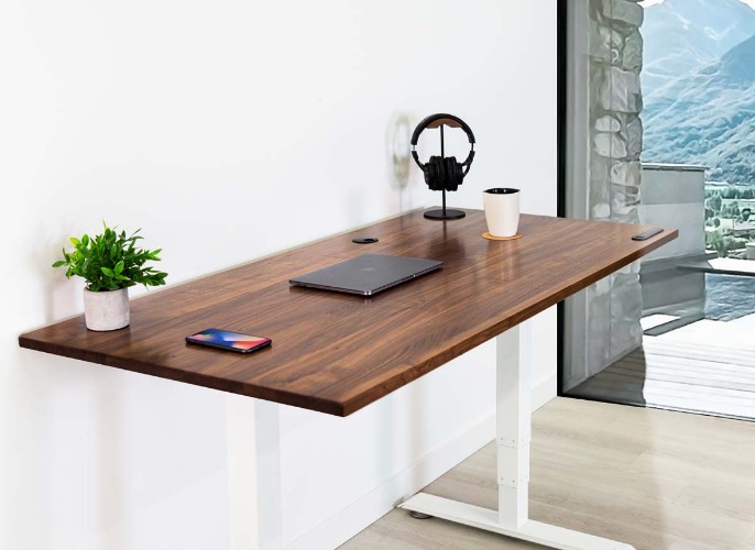 Standing Office Desk - M (59" × 29") / White / Walnut