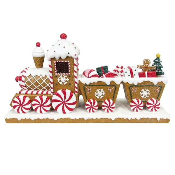 Gingerbread Lane Gingerbread Train with Peppermint Wheels 12in | Christmas Indoor Decoration | At Home