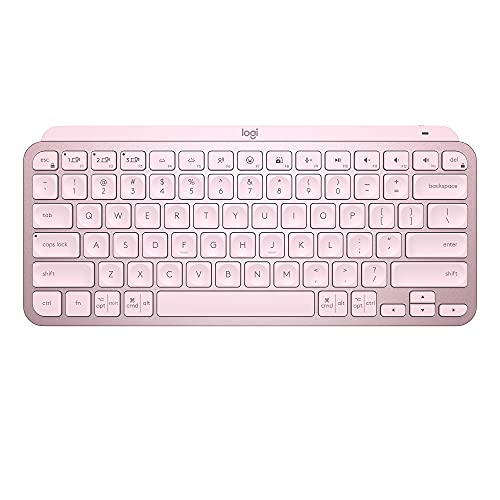 Logitech MX Keys Mini Minimalist Wireless Illuminated Keyboard, Compact, Bluetooth, Backlit, USB-C, Compatible with Apple macOS, iOS, Windows, Linux, Android, Metal Build - Rose - MX Keys Mini - Rose
