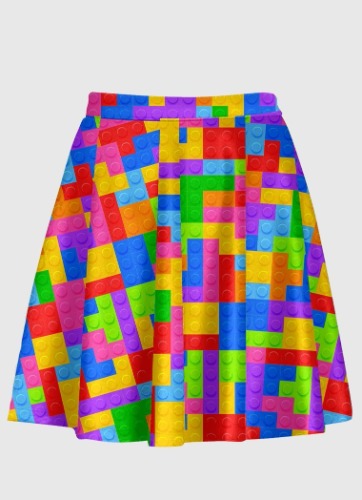 Toy Building Block Flare Skirt | 3X
