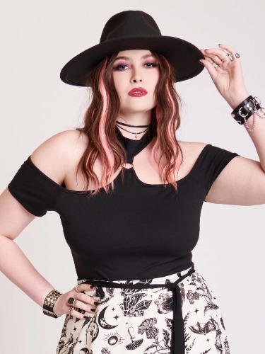 Choker Off Shoulder Crop Top | 3XL / Black