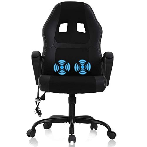 Gaming Chair Computer Chair Office Chair Ergonomic High Back Massage PC Desk Chair with Lumbar Support & Padded Armrest Racing Style Cheap Adjustable Swivel Chair for Women Men Adult, Black - Black - With Massage