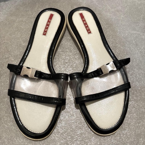 Women 6.0US 6 Hours Limited Prada Sandals Flat Open Toe