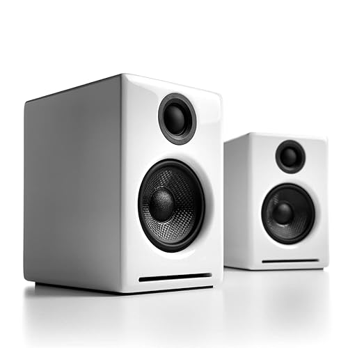 Audioengine A2+ 24 Bit Wireless Bluetooth Desktop Speakers - 60W Computer Speakers for Music and Gaming - Gloss White - Desktop