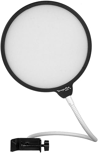 Dragonpad USA 6" Microphone Studio Pop Filter with Clamp - Black/White - Black/White