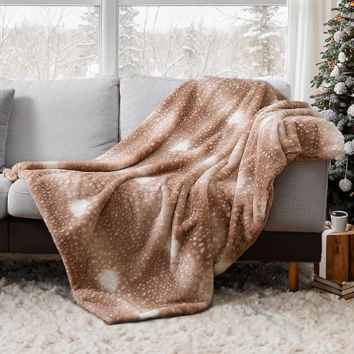 Luxury Faux Fur Throw Blanket Animal Striped Print,Super Soft Fluffy Thick Warm Throws,Double Sided Sherpa Blankets,Non Shedding (Brown, 50 * 60) - 50*60 - Brown