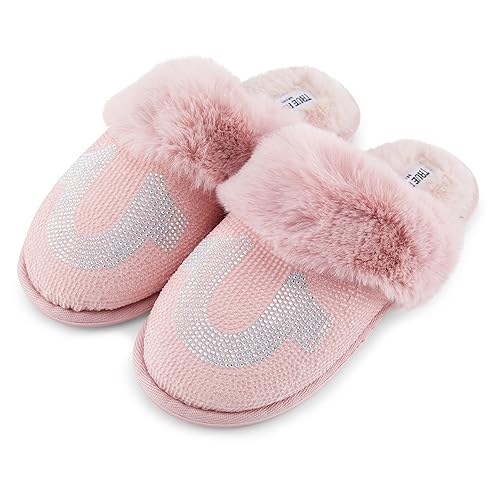 True Religion Slippers for Women Gifts for Women Cozy House Slippers for Woman - Pink - X-Large