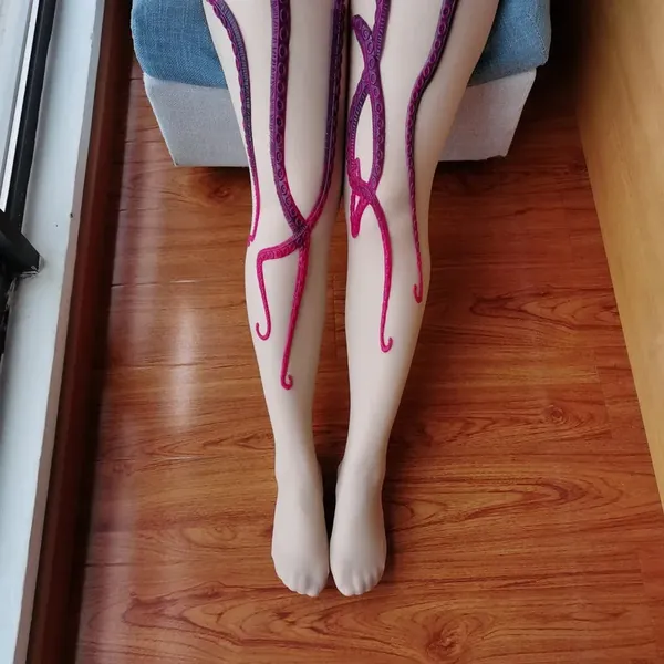 3D Textured Tentacle Pantyhose - Purple