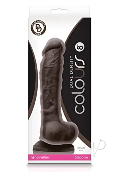 Colours - Dual Density - 8" Dildo - Dark Brown