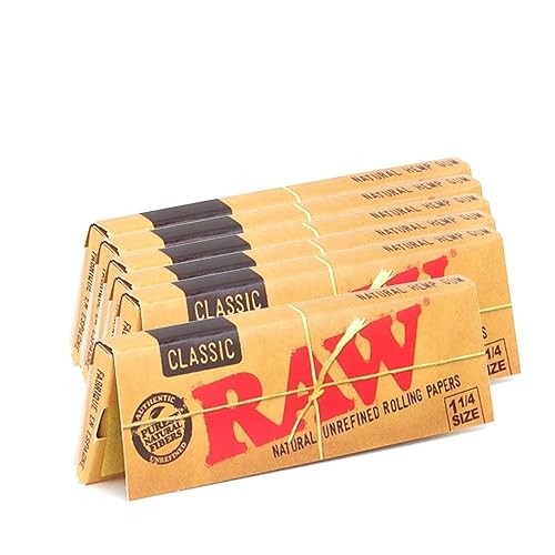 Raw Classic Natural Unrefined 1 1/4 Rolling Papers Bundle - 6 Packs