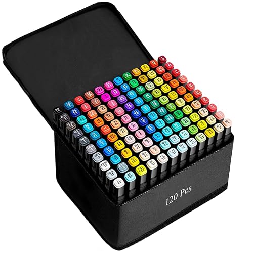 120 Colors Alcohol Markers Artist Drawing Art Dual Tip Markers Perfect for Adult Students Friends Gift - 120