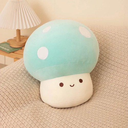 Colorful Cozy Pastel Mushroom Plushie Toy - light bluw / 23cm
