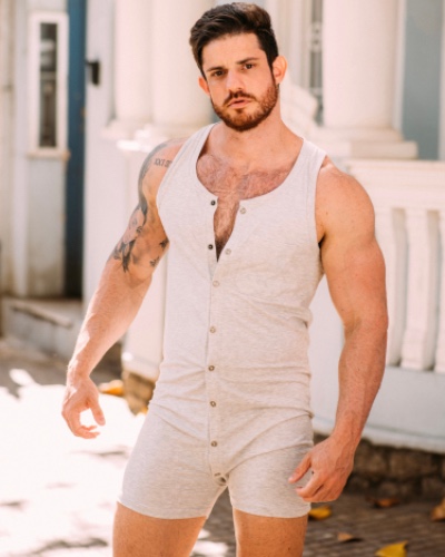 Vest Union Suit - Light Grey Marl