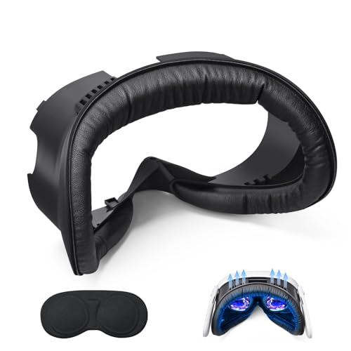 Facial Interface & Face Cover Pad for Meta Quest 3,Facial Interface Foam Cushion Replacement for Quest 3 Accessories,with Anti-Leakage Light Nose Pad and Lens Protector,Air-Circulation Design - Black