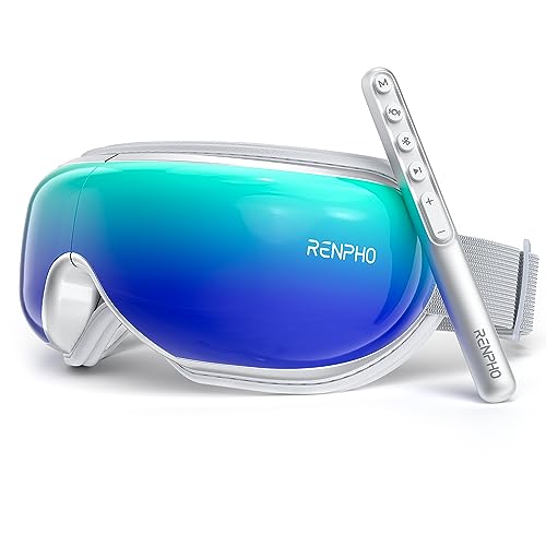 RENPHO Eyeris1 Eye Massager for Migraine with Heat, Updated Remote Wand, Compression, Music, Heated Eye Mask Forehead Massager for Stress Relief, Dark Circles, Sore Eyes, Wellness, Birthday Gifts - Gradient