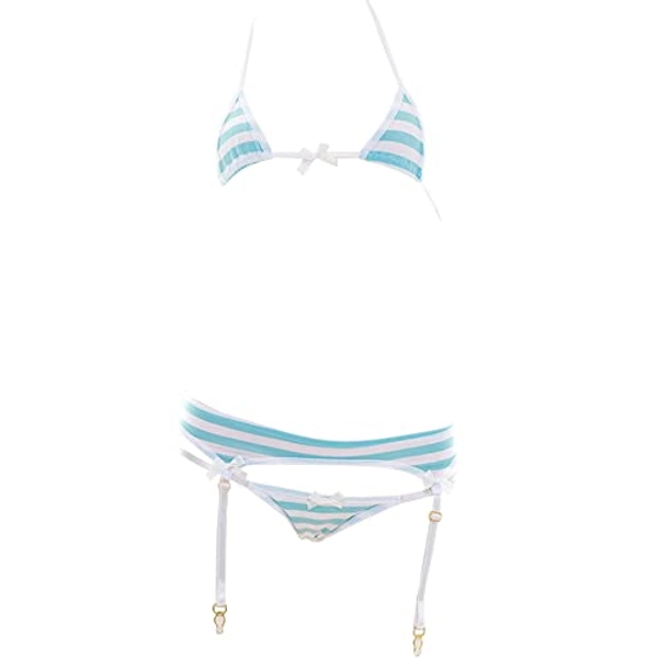 SINGUYUN Womens Sexy Micro bikini Suit Anime Bikini Cosplay Lingerie Kawaii Bra and Panty Set Cute - One Size - 204blue