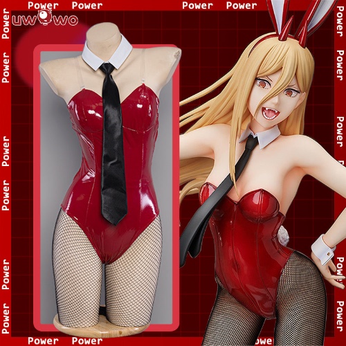 【Pre-sale】Uwowo Chainsaw Man Cosplay Power Bunny Girl Costume Leather Jumpsuit Halloween Cosplay - S