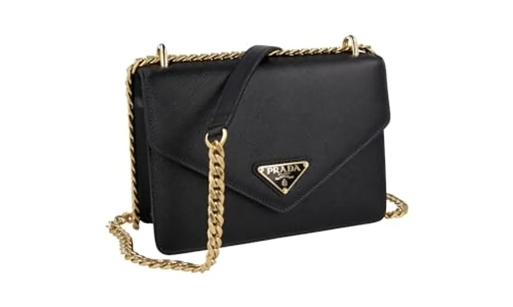 Prada Damen Schwarz Saffiano Leder Schultertasche 1BD200