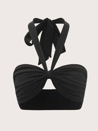 Black Halter Crop Top