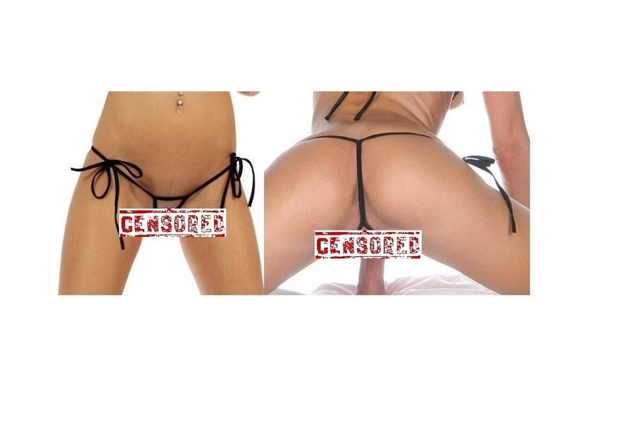 1009 * SHbikini, mini micro, Extreme, open crotch string, thong, crotchless panties, erotic lingerie, black