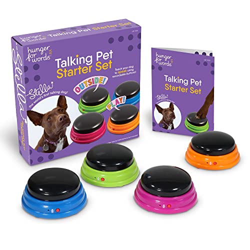 Hunger for Words Talking Buttons Starter Set - Recordable Buttons to Teach Your Dog to Communicate, Dog Training Games - multi