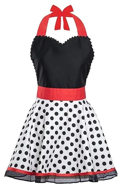 Alex Virtue cute Retro Aprons for Women Girls Cooking Kitchen Cotton Sexy long-lasting Polka Dot Mother's Gifts