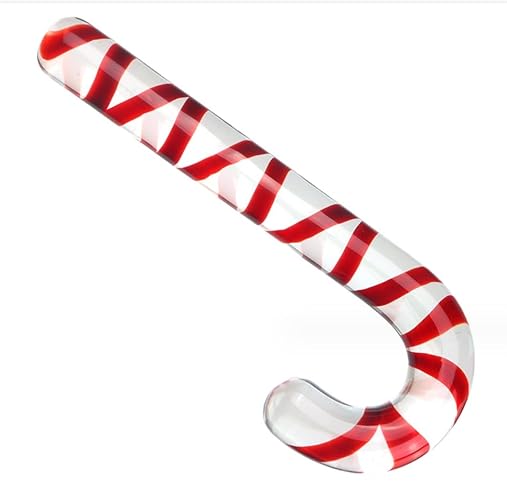 Glass Sex Toy Wand Double-Ended Butt Plug Anal Beads G-spot Stimulation to Dildo Christmas Gift Candy Cane Unisex Anal Butt Plug for Men Women (20cm, Candy A) - 20cm - Candy a