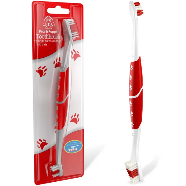 Pet Toothbrush for Dogs, Cats with Soft Bristles - Easy Teeth Cleaning & Dental Care, Non Slip Dual Head Dog Toothbrush - Choose Your Pack (Pack of 1) - 1 Count (Pack of 1)