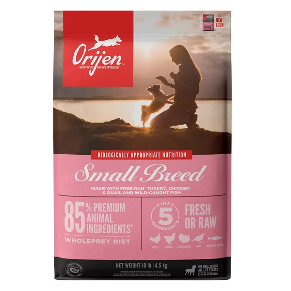 ORIJEN Dog Small Breed Recipe, 10lb, High-Protein Grain-Free Dry Dog Food , Packaging May Vary - Grain-Free Food Small Breed 10 Pound (Pack of 1)
