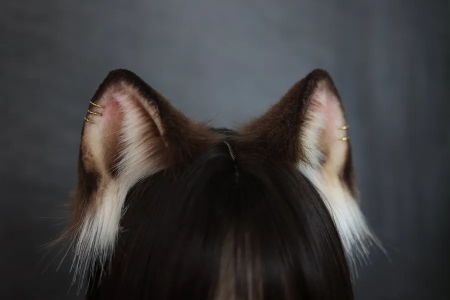 Dark Brown Cat Ears and Tail Set,Cosplay Cat costume Ears and Tail,Lolita Headband,Cat Ears Headband with Earrings