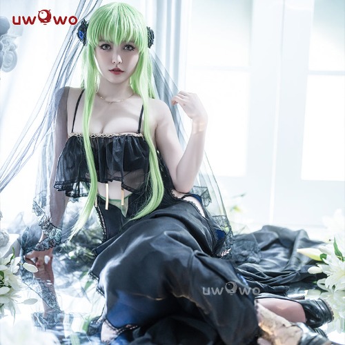 [Last Batch]【In Stock】Exclusive Uwowo Anime Code Geass Fanart: C.C. CC Black Bride Wedding Dress Cosplay Costume - XXL