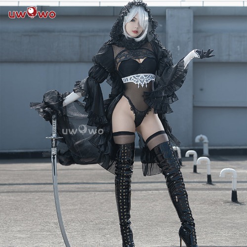 【In Stock】Uwowo Nier: Automata 2B Black Wedding Dress Bride Cosplay Costume