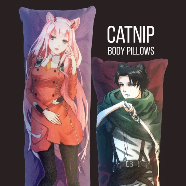 Catnip Dakimakura | Anime Body Pillow for Cats | Handmade Catnip Waifu Pillow | Kick Stick Cat Toy | Anime Catnip Kicker