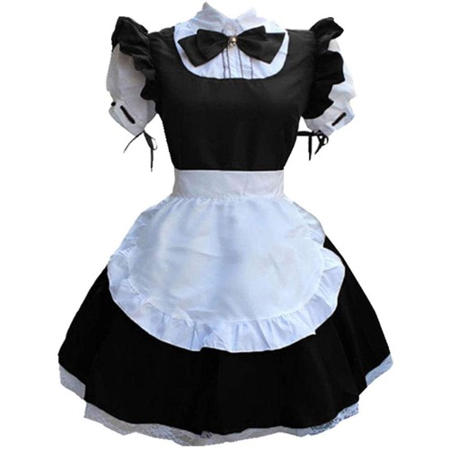 FQZWONG Maid Outfit Anime Maid Dress Cosplay Lolita Fancy Apron Party Maid Dress - X-Large Black